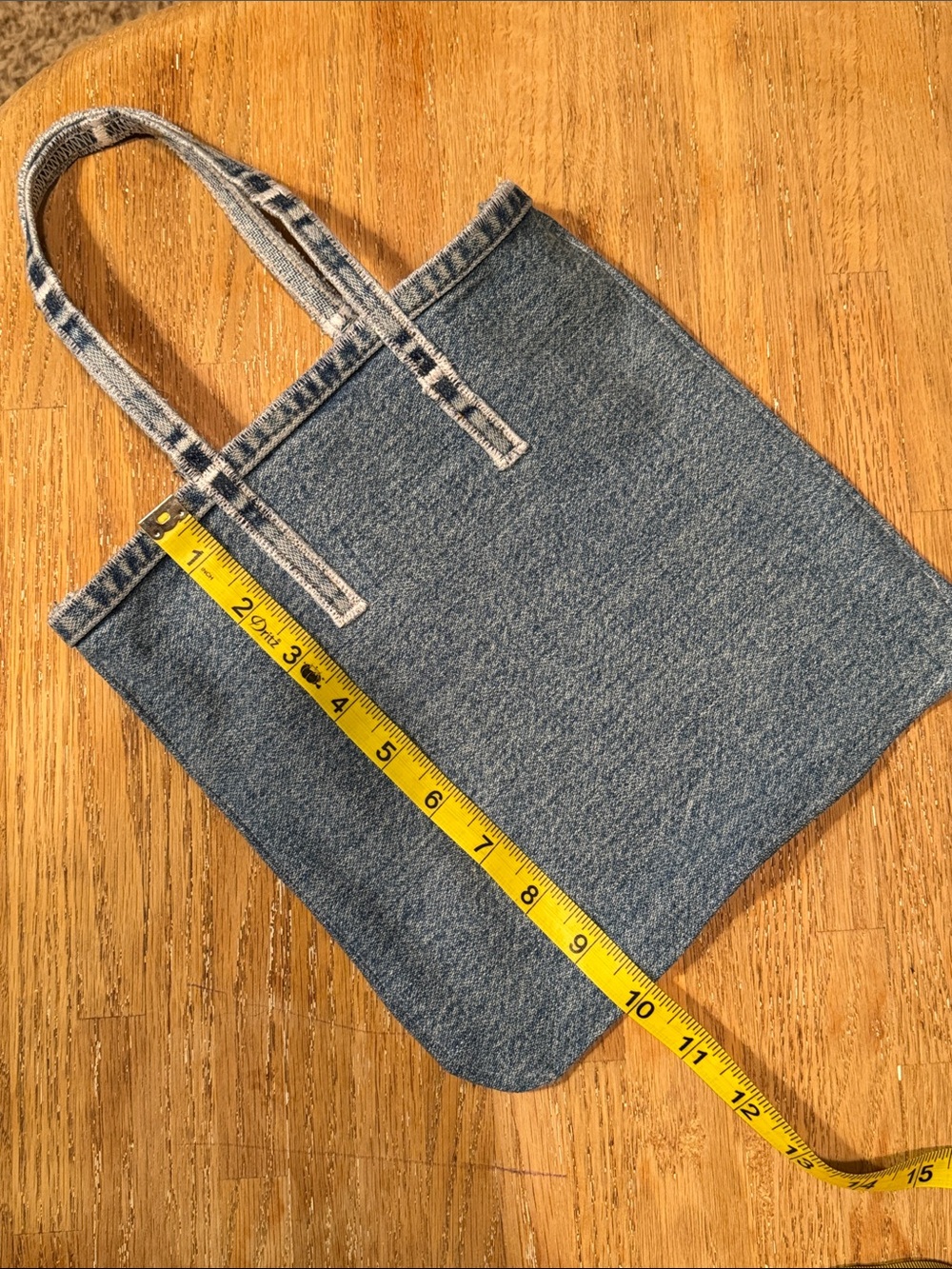 Small Denim Slim Tote Bag -10x10 inches - Hand-sewn by me - Picture 11 of 12